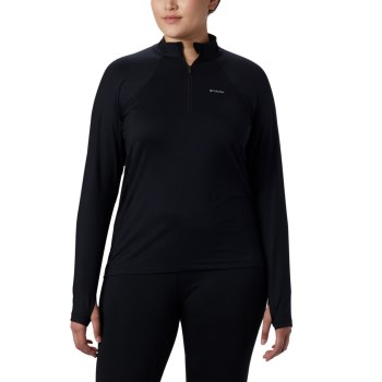 Columbia Ženske Majice S Kapuljačom - Midweight Stretch Long Sleeve Half Zip Plus Size Crne | QIXP-0